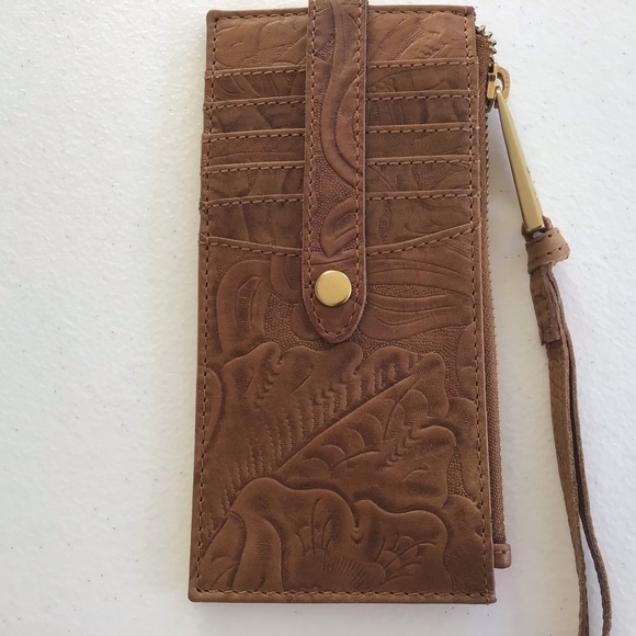 NWOT Margot “Faye” cognac tooled leather cardholder/change purse. - Picture 1 of 8